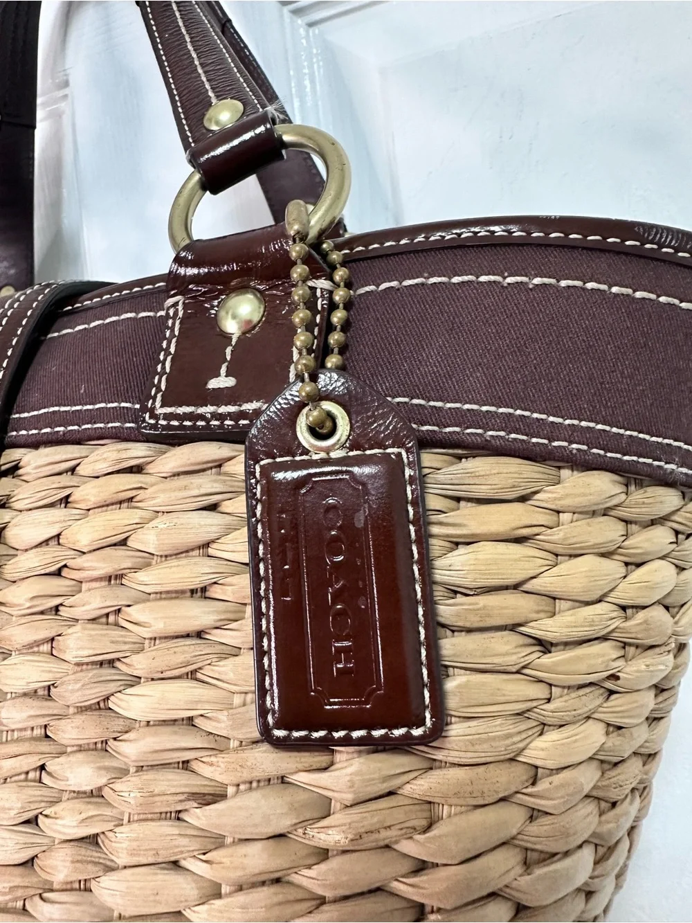 Coach woven straw